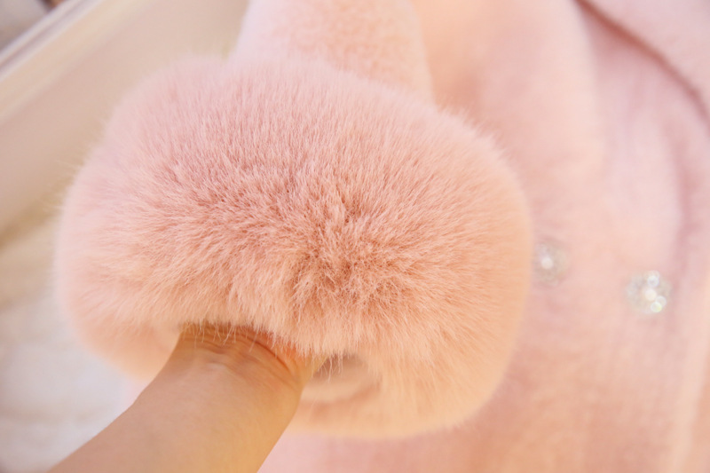 Small Fragrance Beaded Imitation Mink Woolen Coat