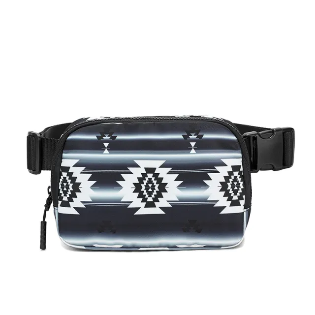 New Bohemian Print Waist Bag With Adjustable Shoulder Strap Fashion Casual Outdoor Running Crossbody Bag For Women Black - Shop at LoveMi