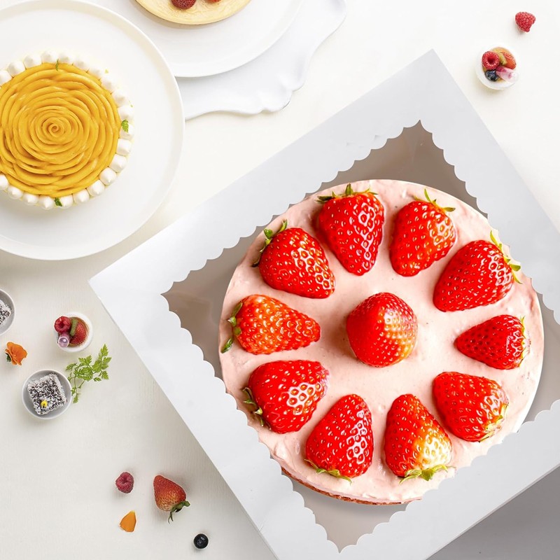 10X 10-Inch Cake Boxes WCake Boards Disposable Clear Window