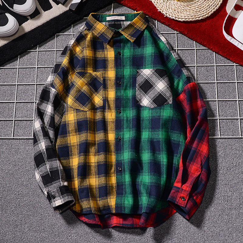 Title 2, Colorblock hip-hop trend thin shirt jacketFashi...