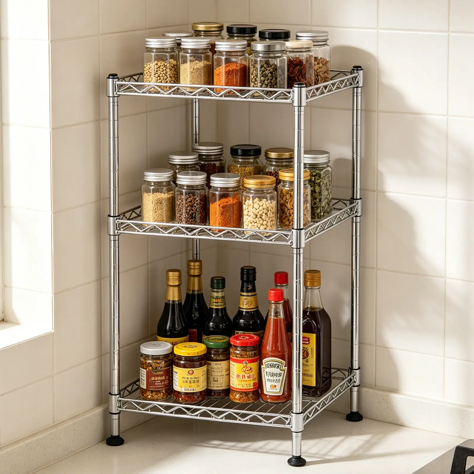 3Tier Wire Shelving Rack Metal Storage Shelf