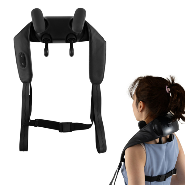 Neck Shoulder Massager - 4D Deep Tissue Kneading, 2 Modes & 2-Level Heat , Hands-Free Straps For Home Office Travel