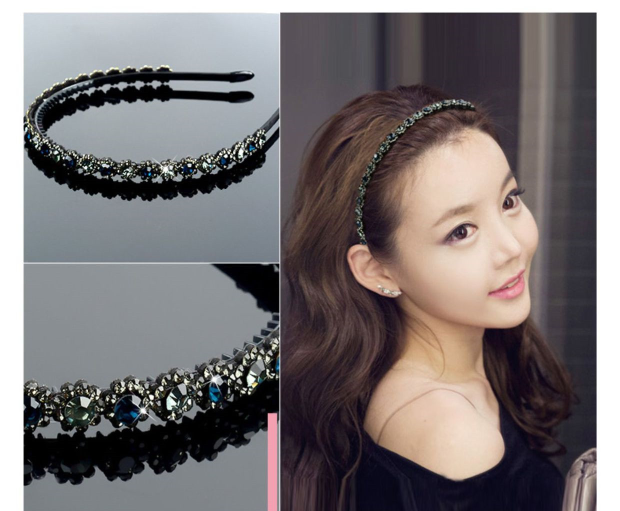 Women's Headband Rhinestone Tooth Clip Simple