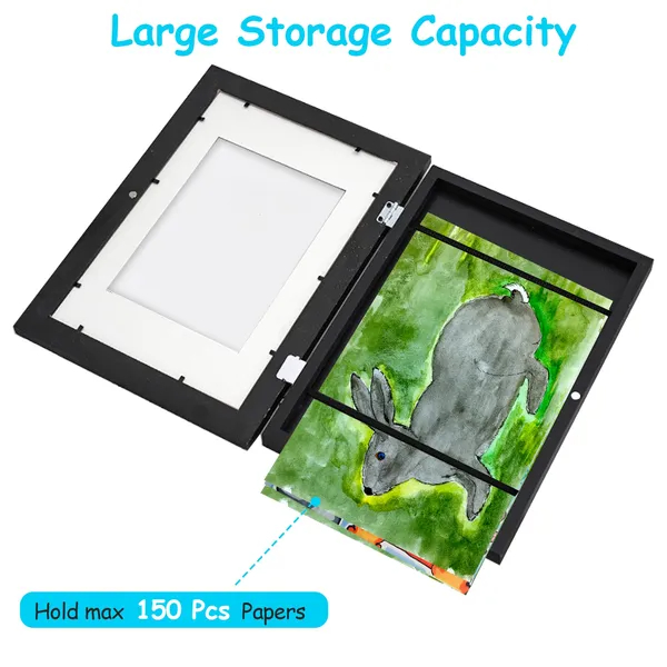 Kids Art Frame Front Opening Wooden Frame Artwork Display Storage Frame Picture  view 10