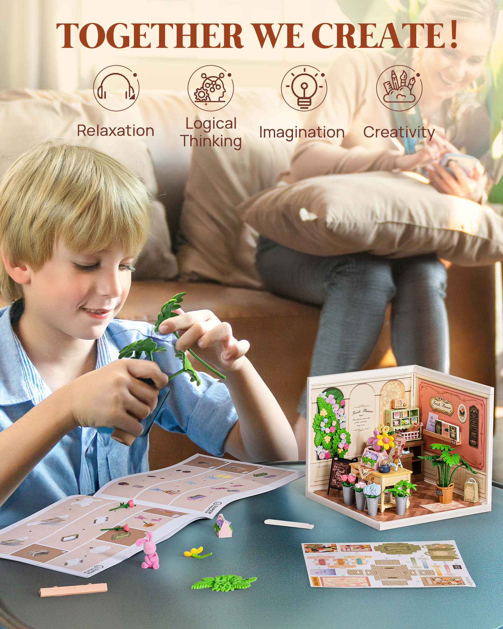 Rolife Super Creators Miniature House DIY Kit, 3D Wooden Puzzle With LED Lights, Great Gift For Adults & Teenagers, Multiple Themes,DW017B