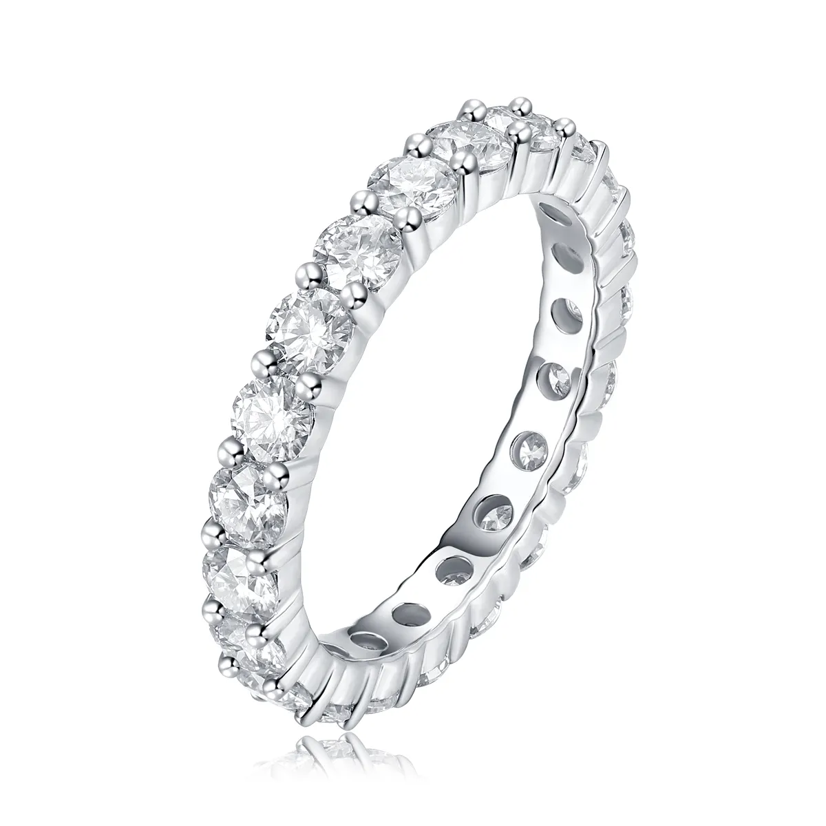 S925 Silver 2.1g Platinum Plated Moissanite Eternity