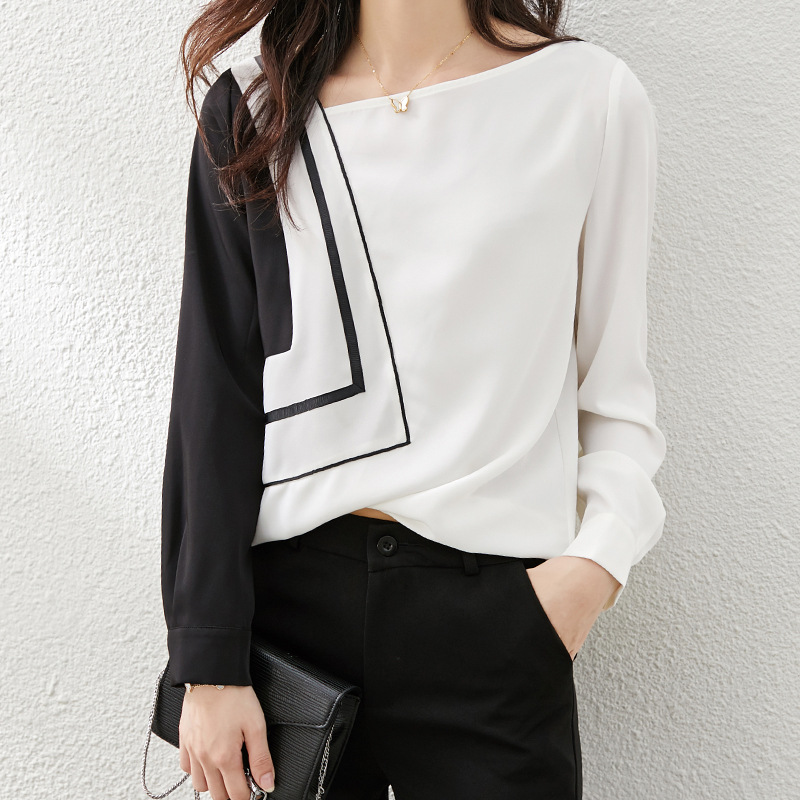 Retro Style Chiffon Shirt Women's Long-sleeved Design