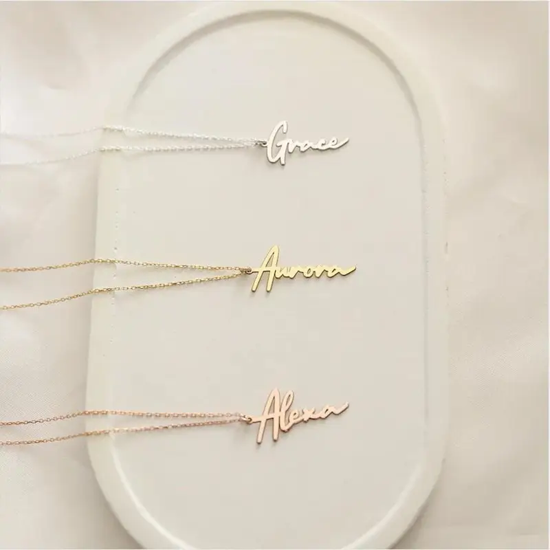 Handmade Vertical Name Signature Letter Necklace