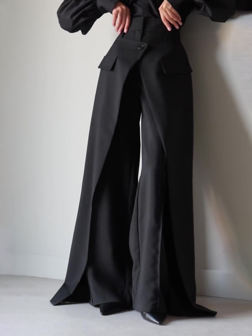 High-Slit Wide-Leg Pants, picture 3 of 8