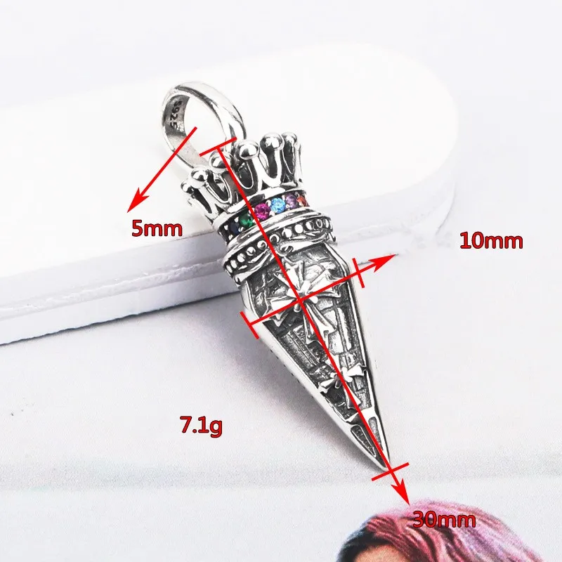S925 Sterling Silver Simple Cross Crown Shield Pendant - 3 Style
