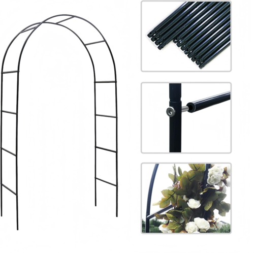 7.9FT Garden Arch Trellis Arched Balloon Climbing Plant Metal Tubular Archway — image 10