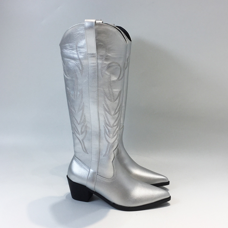 Title 3, Silver Embroidered Chelsea Boots Autumn And Winter