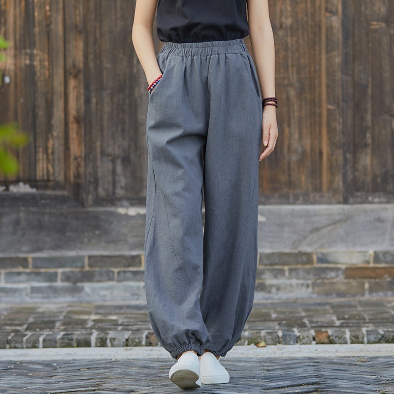 Title 4, Womens Cotton and Linen Casual Trousers, Comfo...