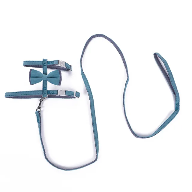 Pet Cat Bow Color blocked Cotton filled Leash Blue - Shop at LoveMi