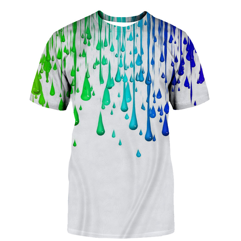 Title 8, T-shirt casual girocollo con stampa 3D goccia d...