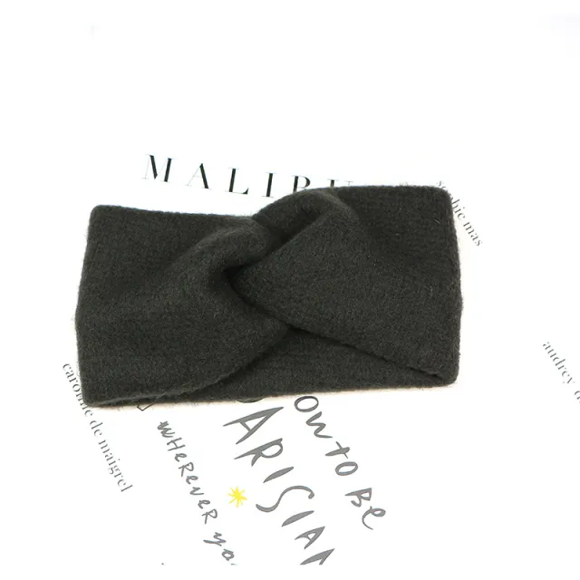 Woven Knitted Turban Headband Sweet And Versatile Wide brim Headdress Black - Shop at LoveMi