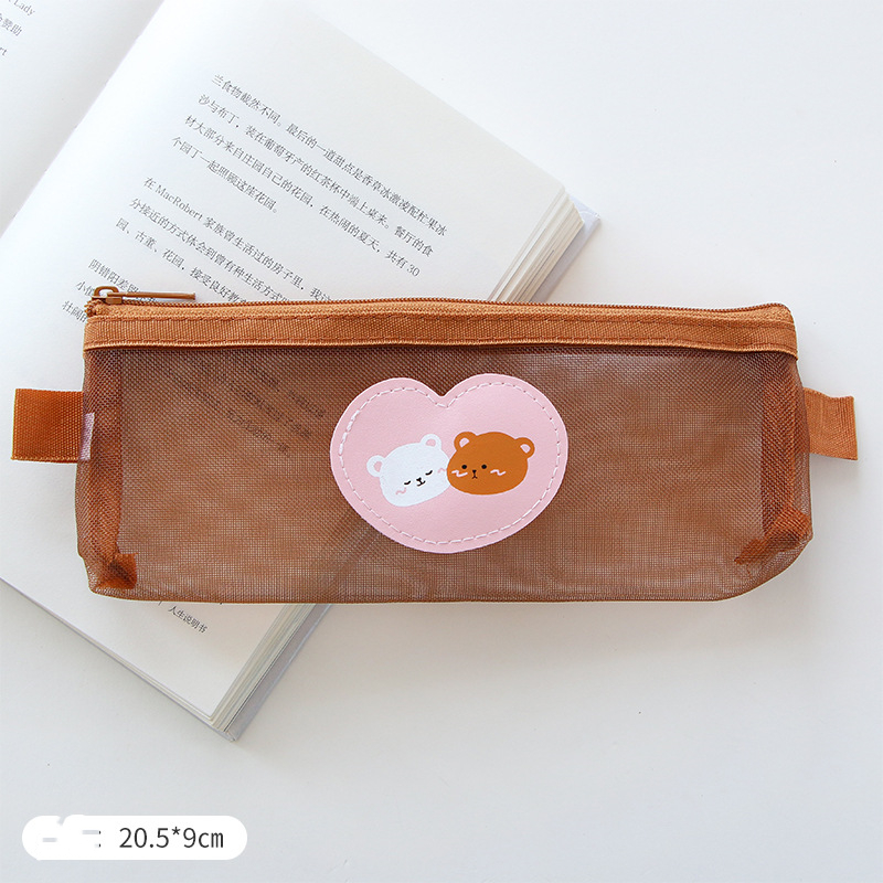 Cute Mesh Pencil Case | Transparent Bear Stationery Bag