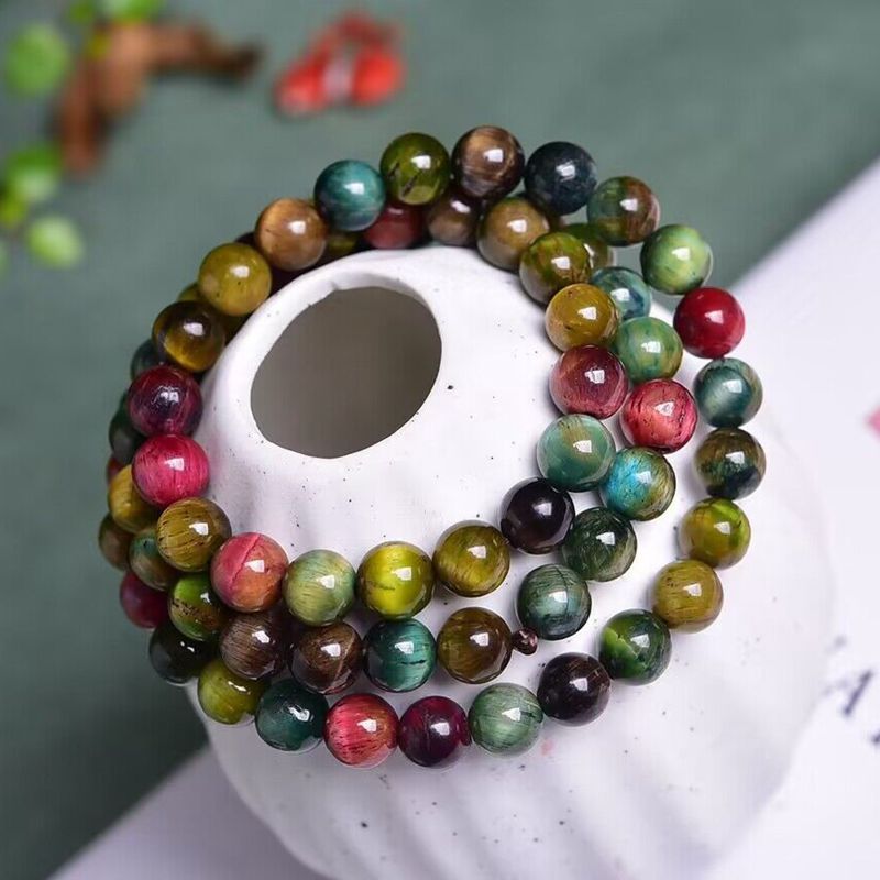Natural Color Tiger Eye Three-ring Bracelet DIY Handmade Ornament Accessories