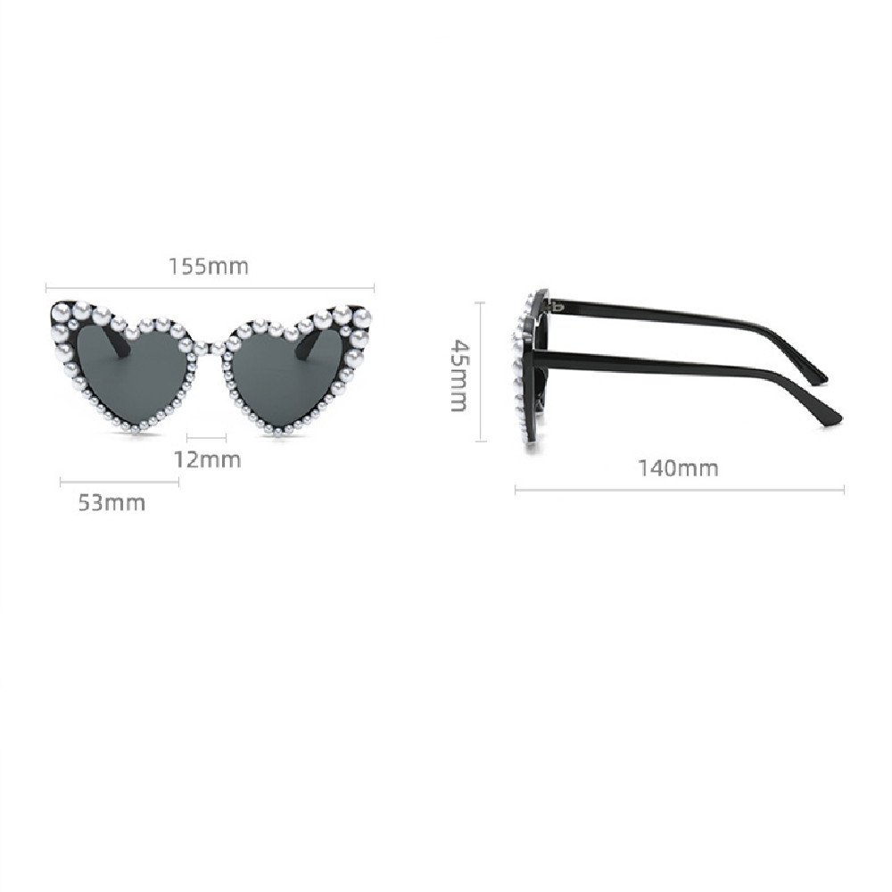 Title 1, Big Frame Heart-shaped Pearl Sunglasses