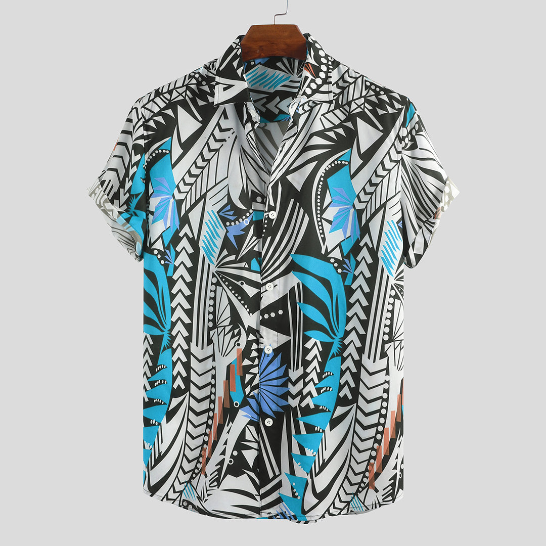 Title 2, Camisa de manga curta estampada Hawaii Beach. P...