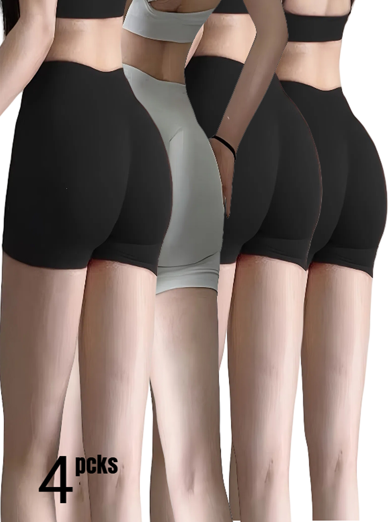 4-Pack Workout Yoga Shorts High-Waiste Booty-Lifting Gym & Running