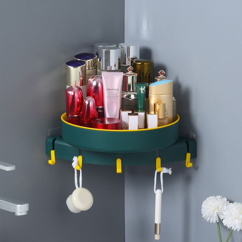Rotating Cosmetic Organizer Tray with Hooks image 4