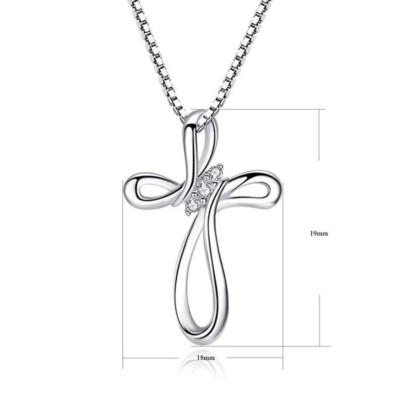 Sterling Silver Necklace, Simple And Fashionable Women's Cross Pendant