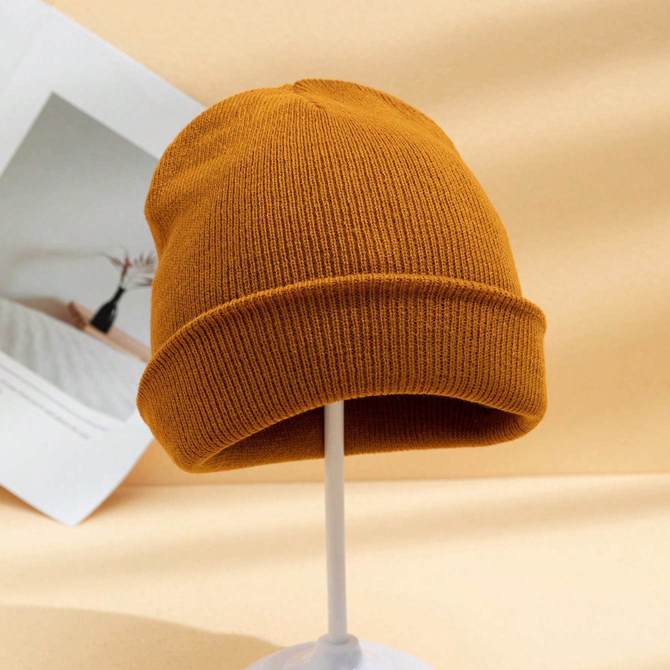 Korean-style Solid-color Wool Knitted Hat, Suitable For Outdoor Leisure, Warmth Preservation, Softness, Skin-friendly, Elastic, And Hooded. Perfect For Outdoor Outings