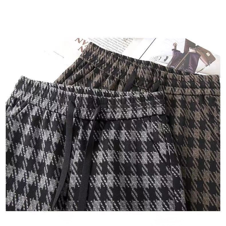 Title 7, Relaxed Coffee Checked Plush Casual Pants for u...