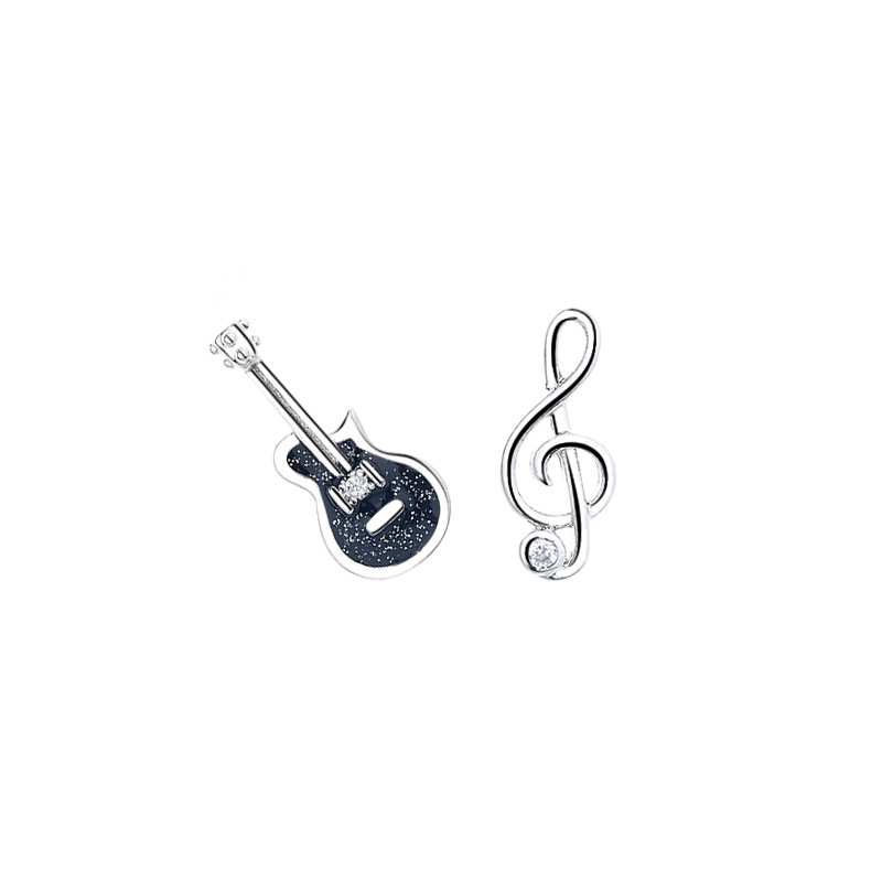 Title 3, Creative Cute Guitar Note Shape Earrings, a cha...