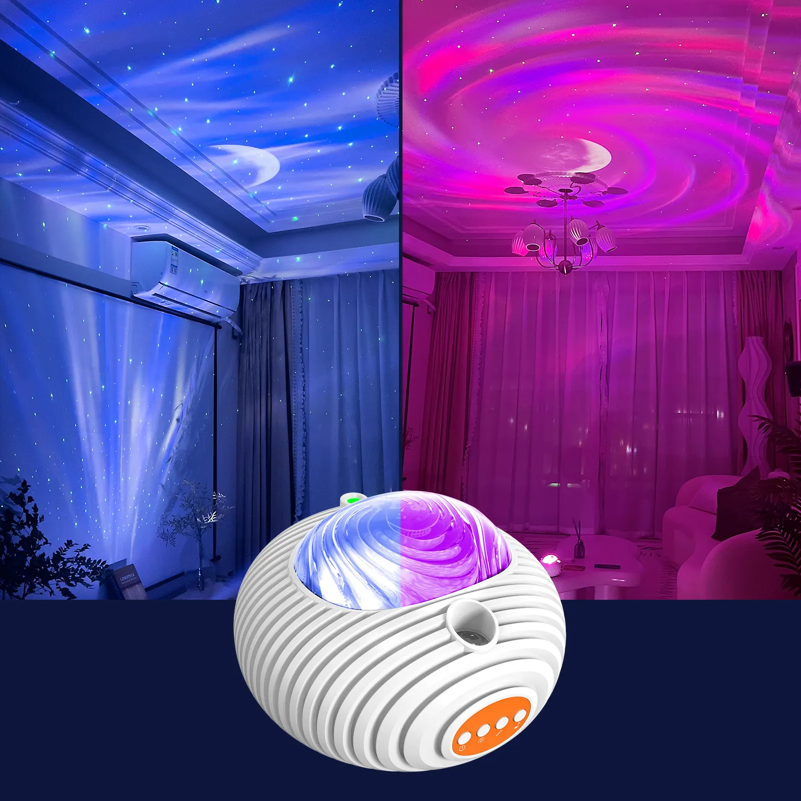 New Double Effect Northern Lights Projector Lamp Milky Way Atmosphere Lamp Starry Sky Lamp White Noise Projector Lamp With Rometes – image 3