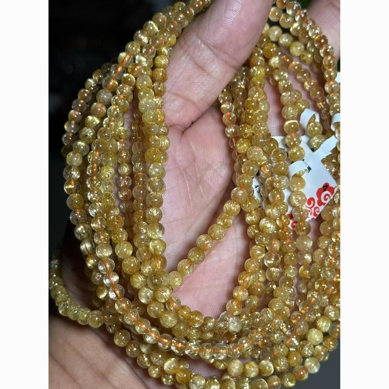 Natural Citrine Faceted Rondelle Beads Bracelet Round Beaded Chain Wealth Energy Jewelry For Women
