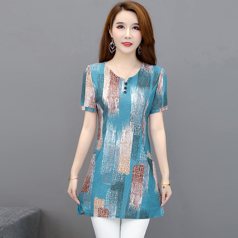 Title 5, Mid-length T-shirt Plus Size Chiffon Short-slee...