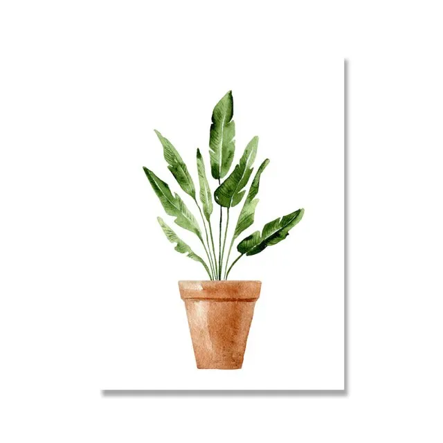 Simple Style Green Plants Wall Art Picture Tropical Leaves Decoration Canvas Painting - 1Style