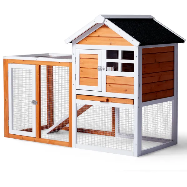 House Type With Running Ladder, Orange red, Wooden Chicken Rabbit Cage Orangered - Shop at LoveMi