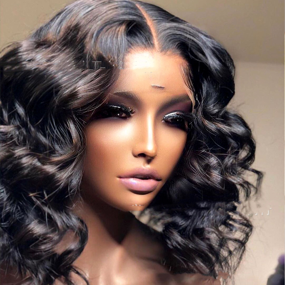 Half-length Black Front Lace Short Curly Hair — foto 2