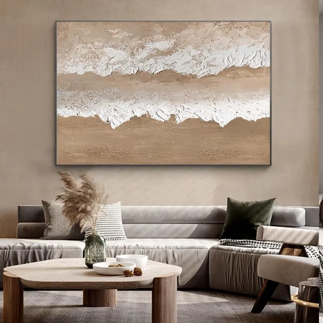 New Abstract Large Size Handmade Oil Painting Simple Brown Texture Beach Landscape Painting For Living Room Art Wall Decoration Without Inner Frame - Shop at LoveMi