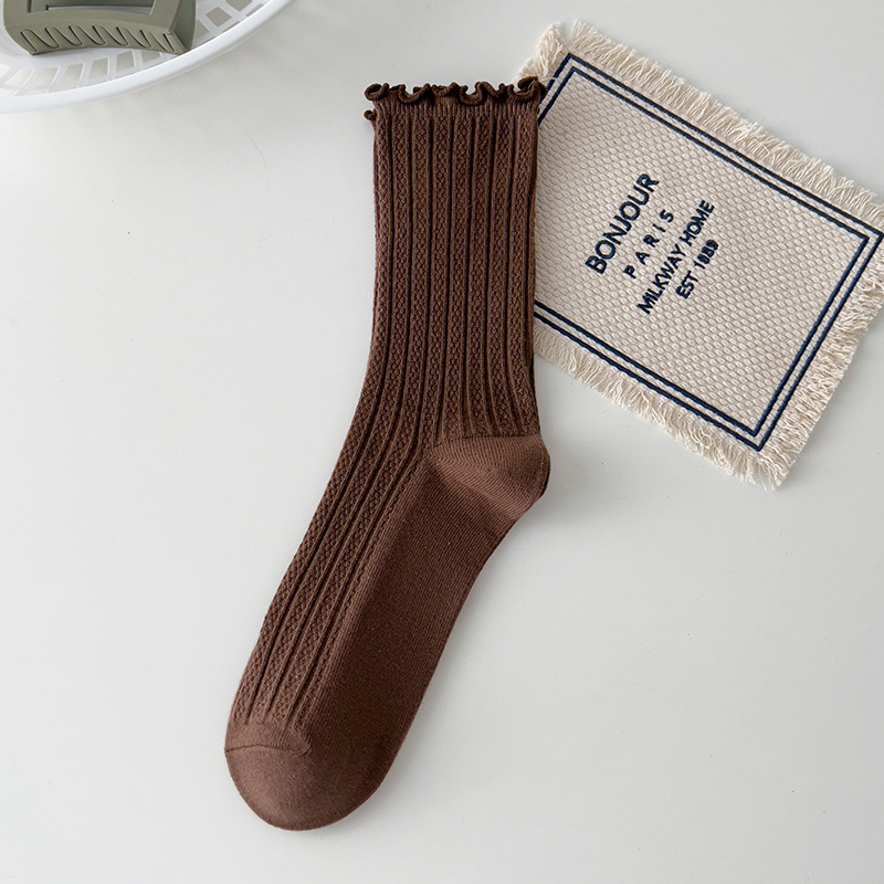 Auricularia Edge Women's Medium Hose Pure Cotton Cute Japanese Style