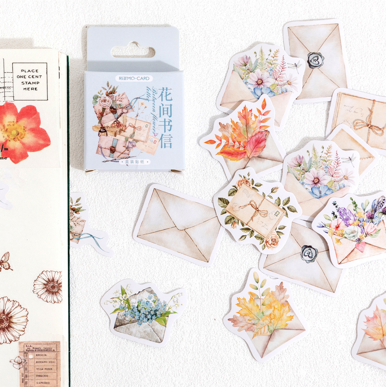 Title 7, Retro Flower Journal Decoration Sticker 46 Pieces