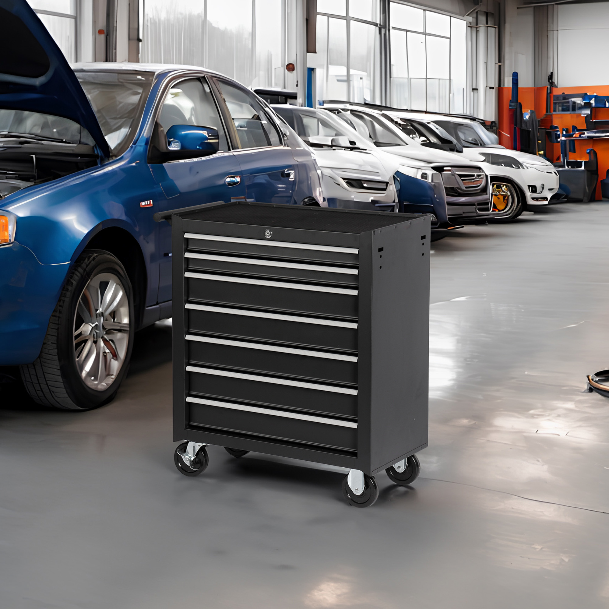 Rolling Tool Chest With 7-Drawer Tool Box With Wheels Multifunctional Tool Cart Mechanic Tool Storage Cabinet For Garage, Warehouse, Workshop, Repair Shop