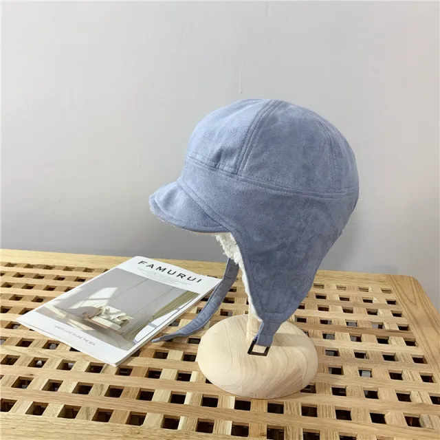 Women's Winter Outdoor Warm Lamb Wool Leifeng Hat Baby Blue - Shop at LoveMi