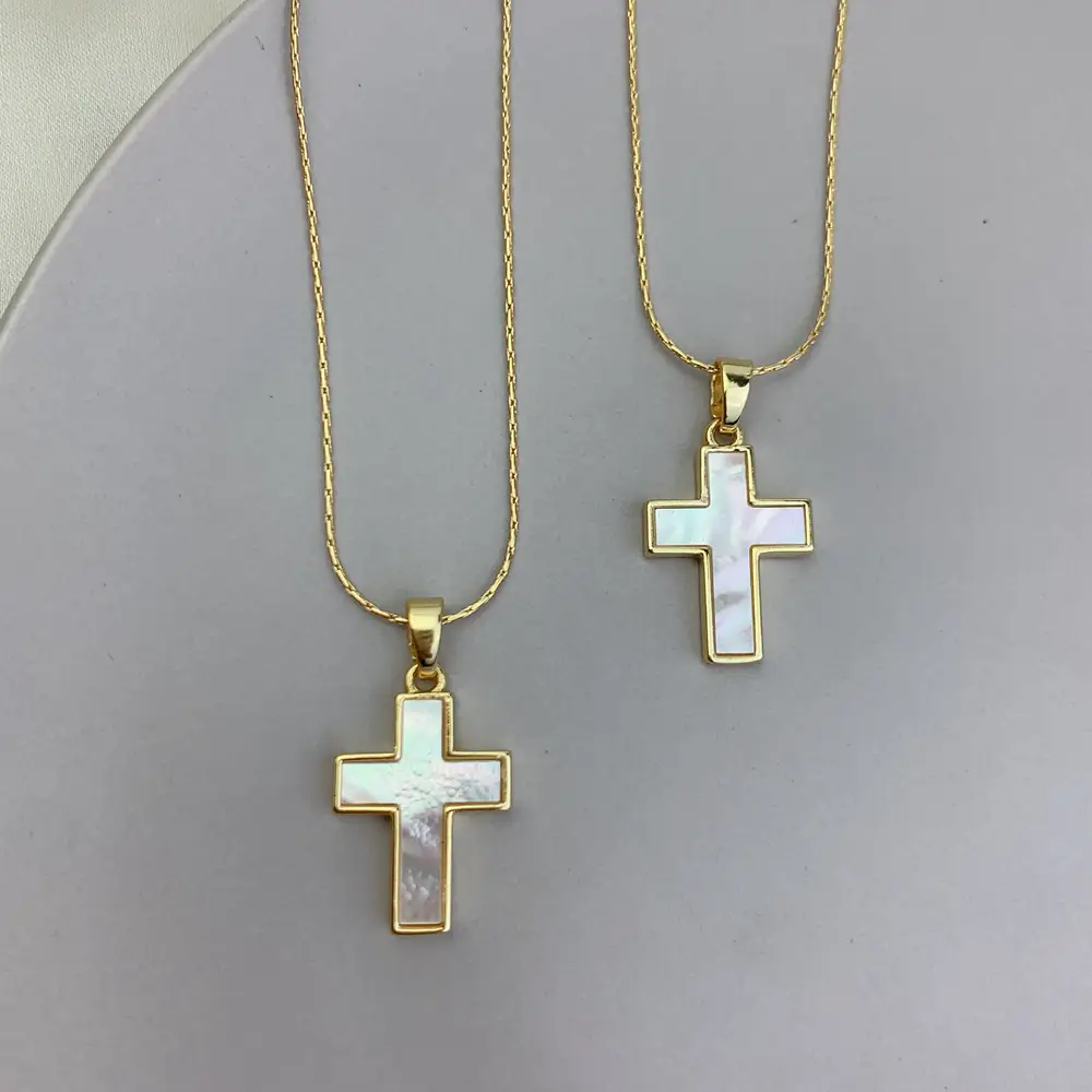 Accessory White Fritillaria Cross Necklace
