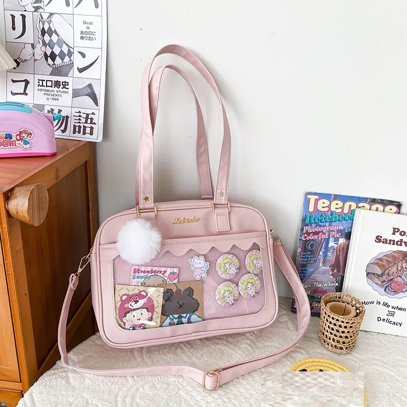 Personality Transparent Hairball Soft Girl Student Transparent Shoulder Bag - Transparent
