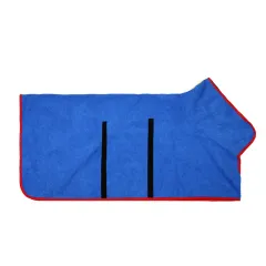 Absorbent Pet Bathrobe With Waist-wrapped Microfiber - Blue Red Edge - View 1
