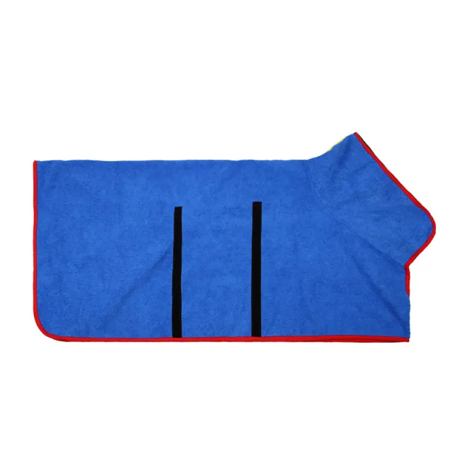 Absorbent Pet Bathrobe With Waist wrapped Microfiber Blue Red Edge - Shop at LoveMi
