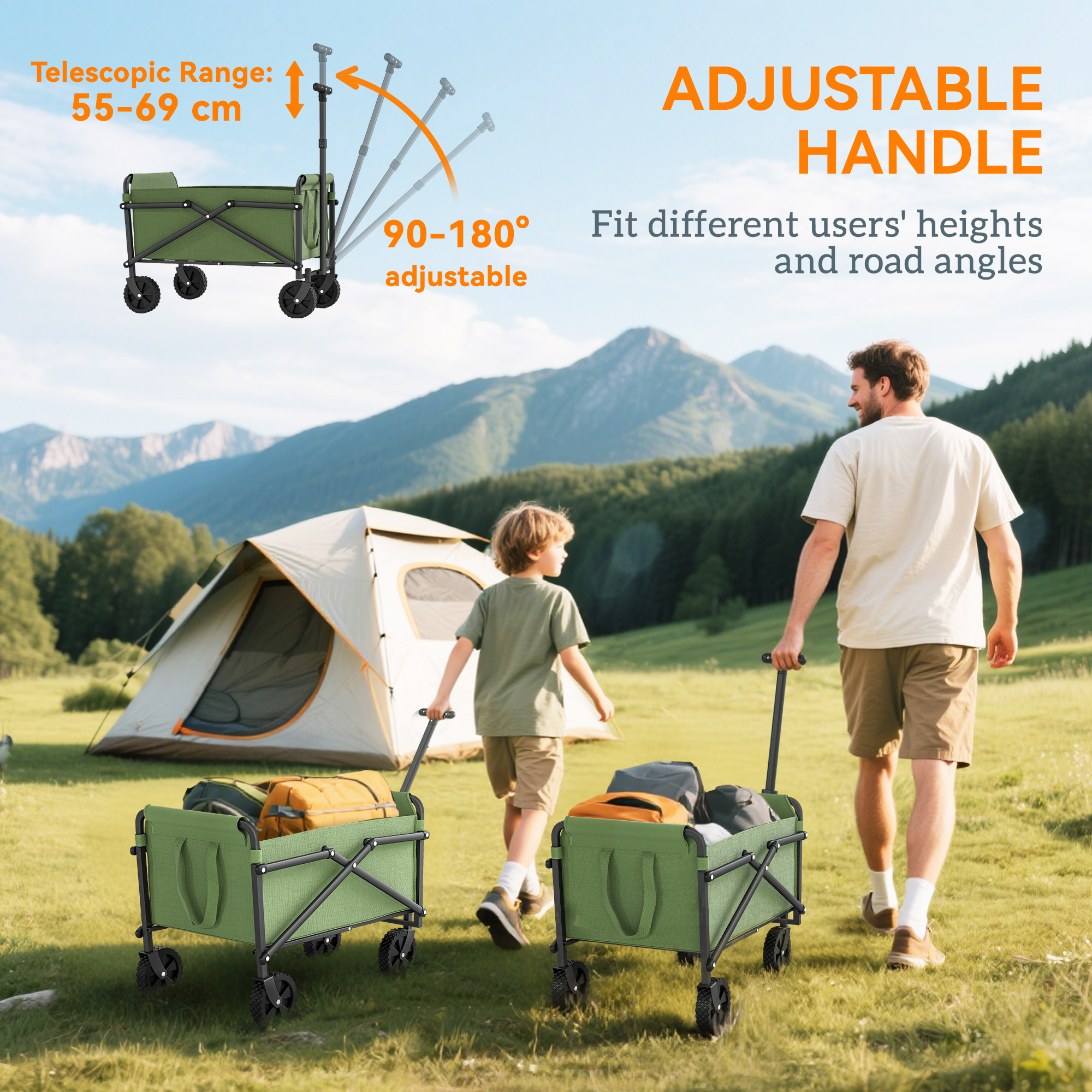 41 Liter Holiday Handcart With Wheels, Compact Garden Folding 60kg Heavy-duty — image 4