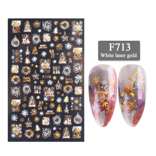 New Nail Stickers 3D Christmas Series Two color Golden Laser Snowflake Thin Stickers Nail Art Design Nail Art Stickers 6 Style - Shop at LoveMi
