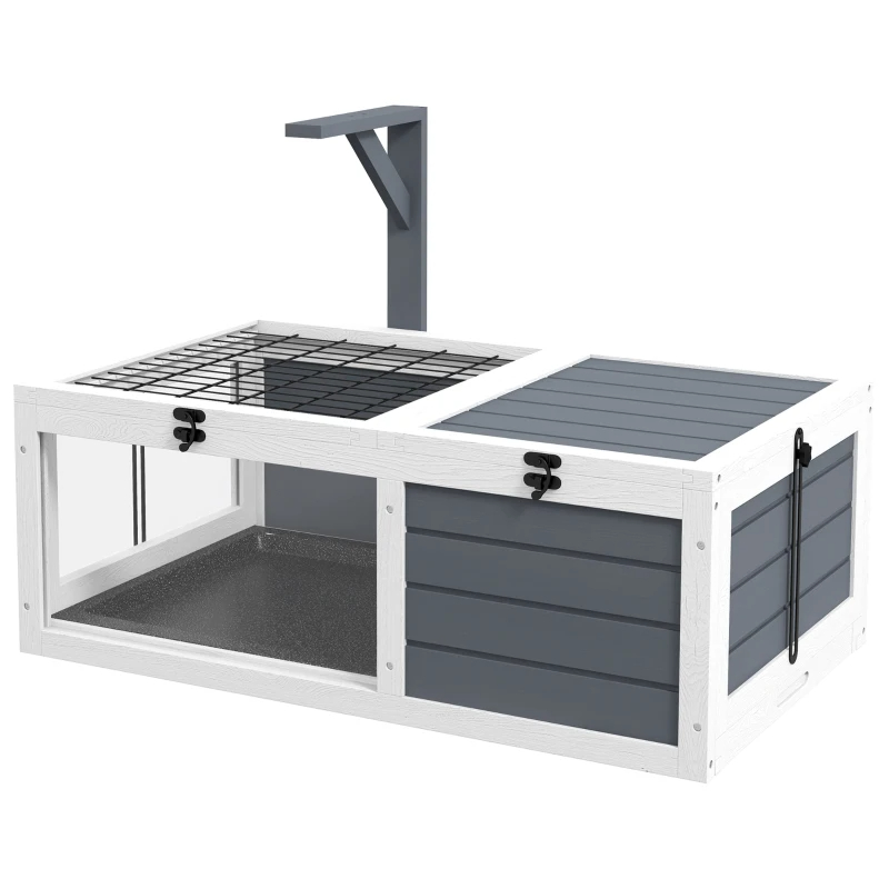 Tortoise Habitat, Wooden Tortoise House W Lamp Holder, Gray