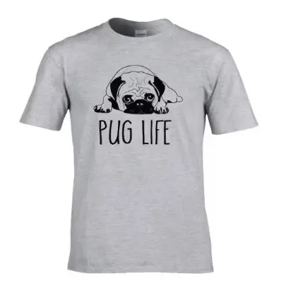 Top European And American Style Casual Women's Wear PUG LIFE Short sleeved T shirt Pure Cotton Grey - Shop at LoveMi
