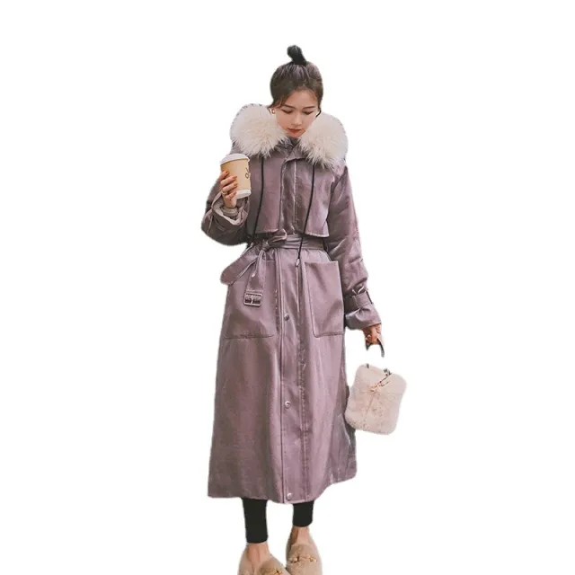 Women's Mid length Over the knee Cotton padded Jacket Overcomes Photo Color L - Shop at LoveMi